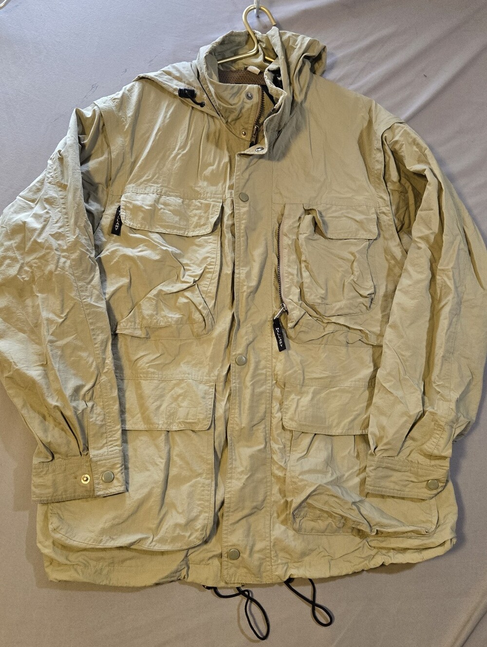 Men's Lightweight Hooded Field Jacket - Khaki Size 44